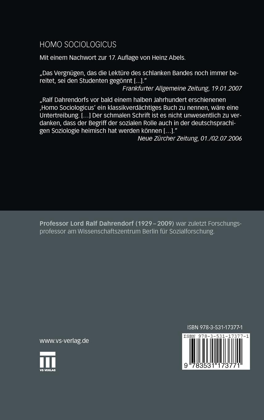 Rückseitencover Homo Sociologicus