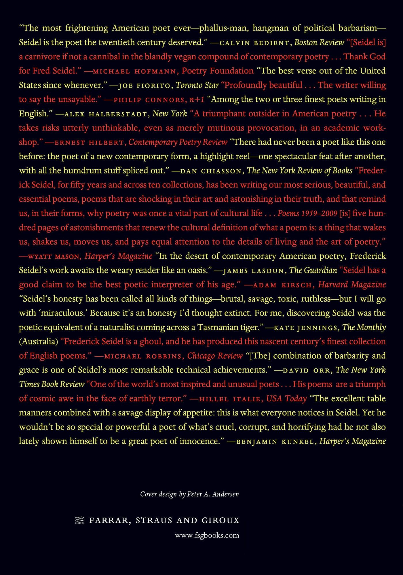 Rückseitencover Poems 1959-2009