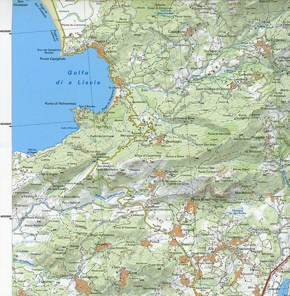 Beispielinhalt (Bild) Libris Wanderkarte 09. Corse du sud (GR20) - Porto - Sagone - Pays d'Ajaccio - Vallée de Taravo - Alta Rocca - Aiguilles De Bavella - Rivages du sud. 1 : 60 000