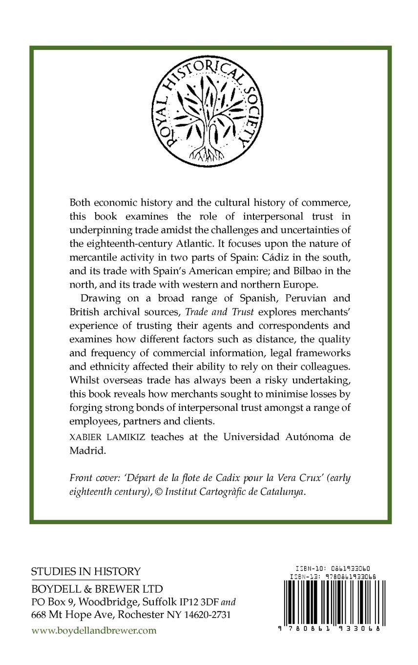 Rückseitencover Trade and Trust in the Eighteenth-Century Atlantic World
