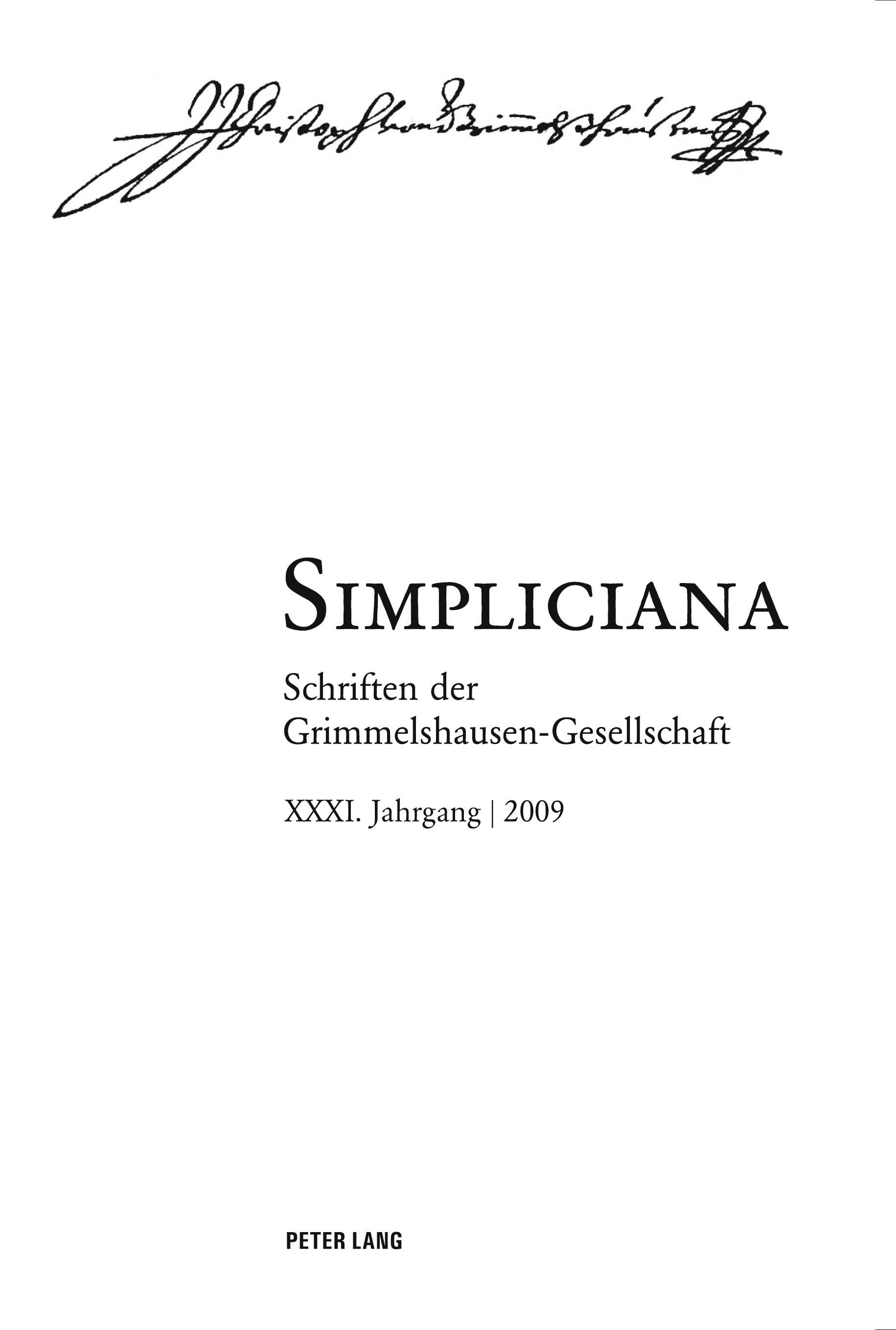 Vorderes Coverbild Simpliciana