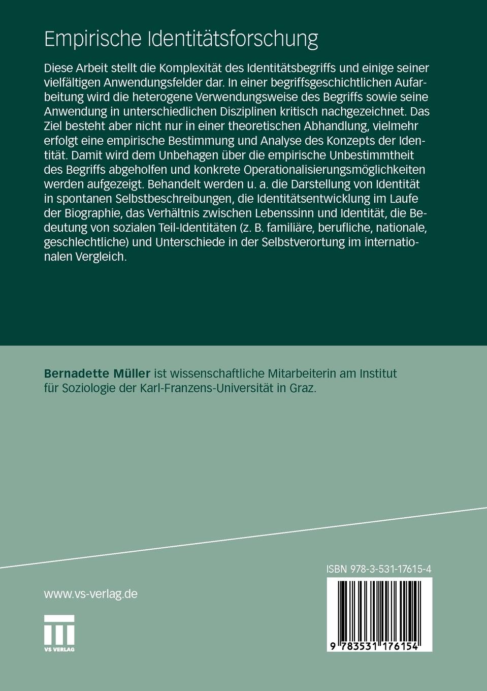 Rückseitencover Empirische Identitätsforschung