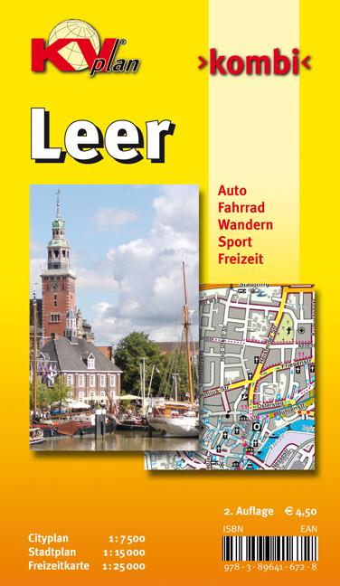 Vorderes Coverbild Leer, KVplan, Radkarte/Wanderkarte/Stadtplan, 1:25.000 / 1:15.000 / 1:7.500