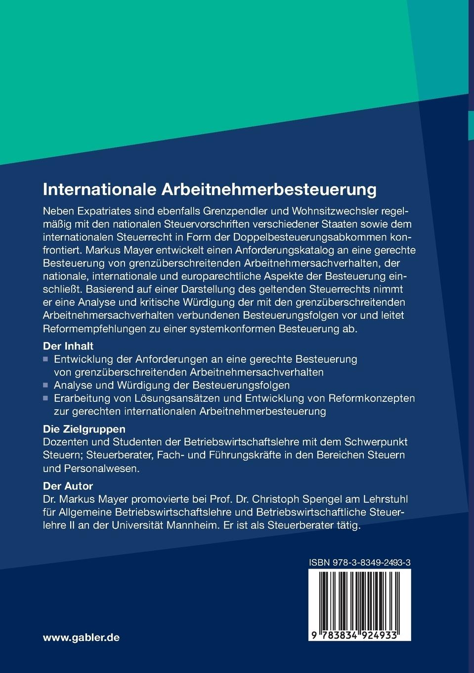 Rückseitencover Internationale Arbeitnehmerbesteuerung