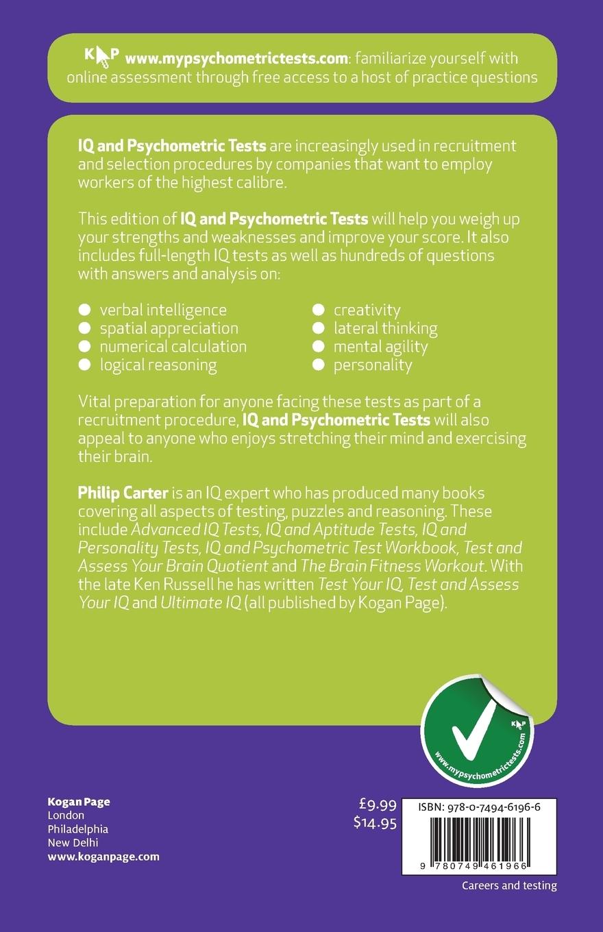 Rückseitencover IQ and Psychometric Tests