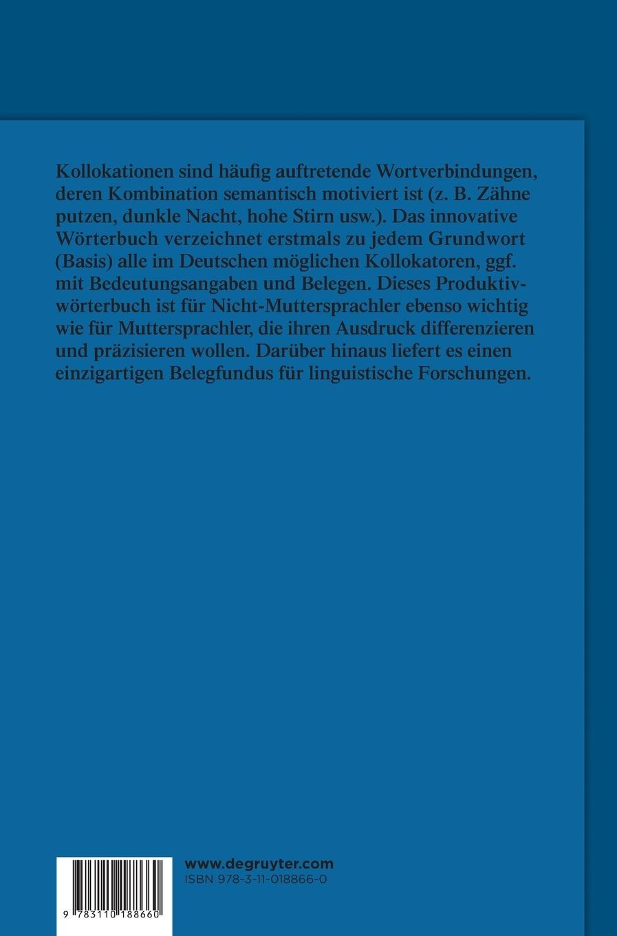 Rückseitencover Wörterbuch der Kollokationen im Deutschen