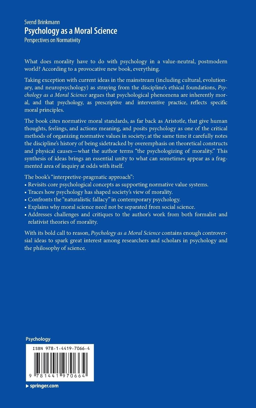 Rückseitencover Psychology as a Moral Science