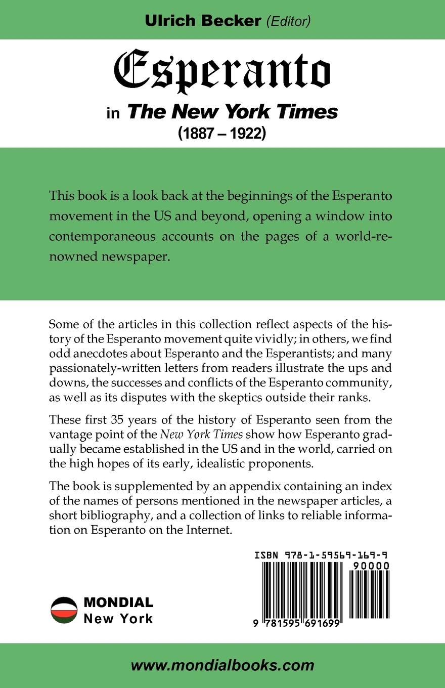 Rückseitencover Esperanto in the New York Times (1887 - 1922)