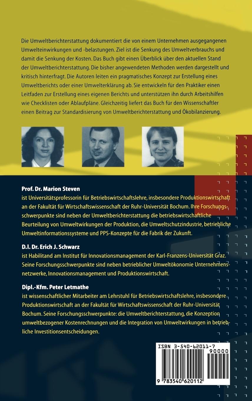 Rückseitencover Umweltberichterstattung und Umwelterklärung nach der EG-Ökoaudit-Verordnung