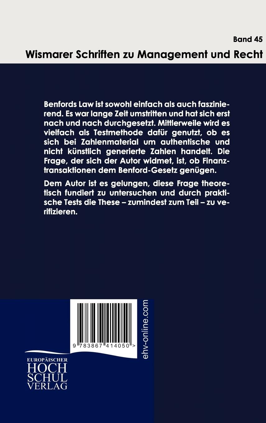 Rückseitencover Data Mining und Benford's Law als Controllinginstrumente