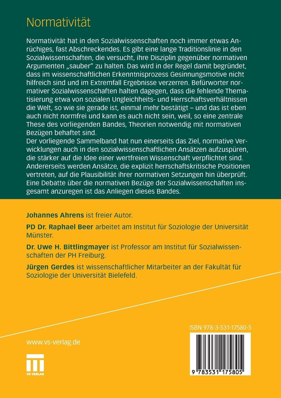 Rückseitencover Normativität