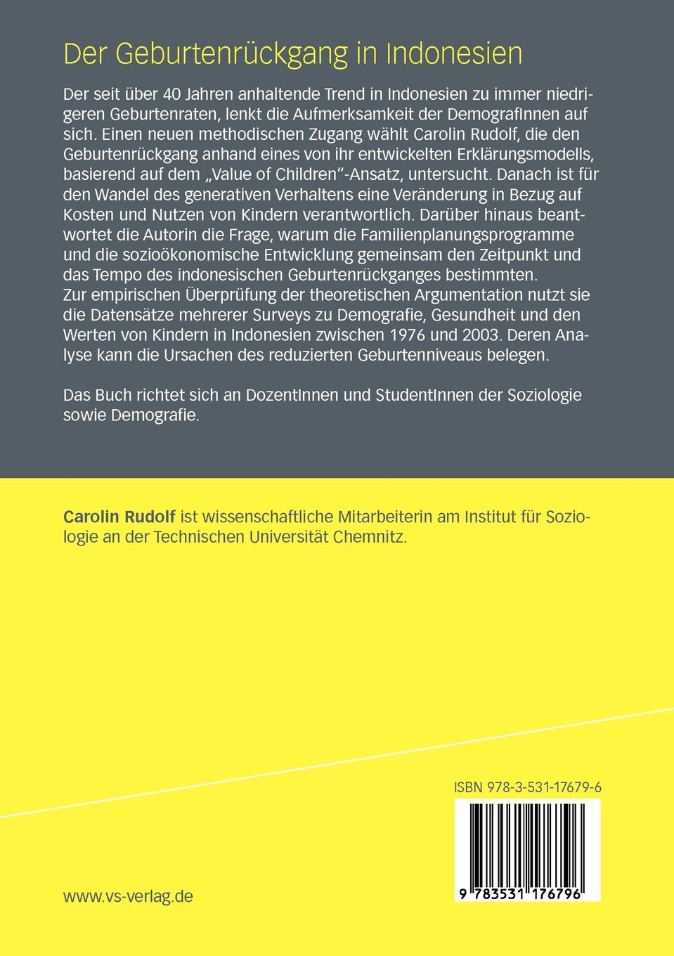 Rückseitencover Der Geburtenrückgang in Indonesien