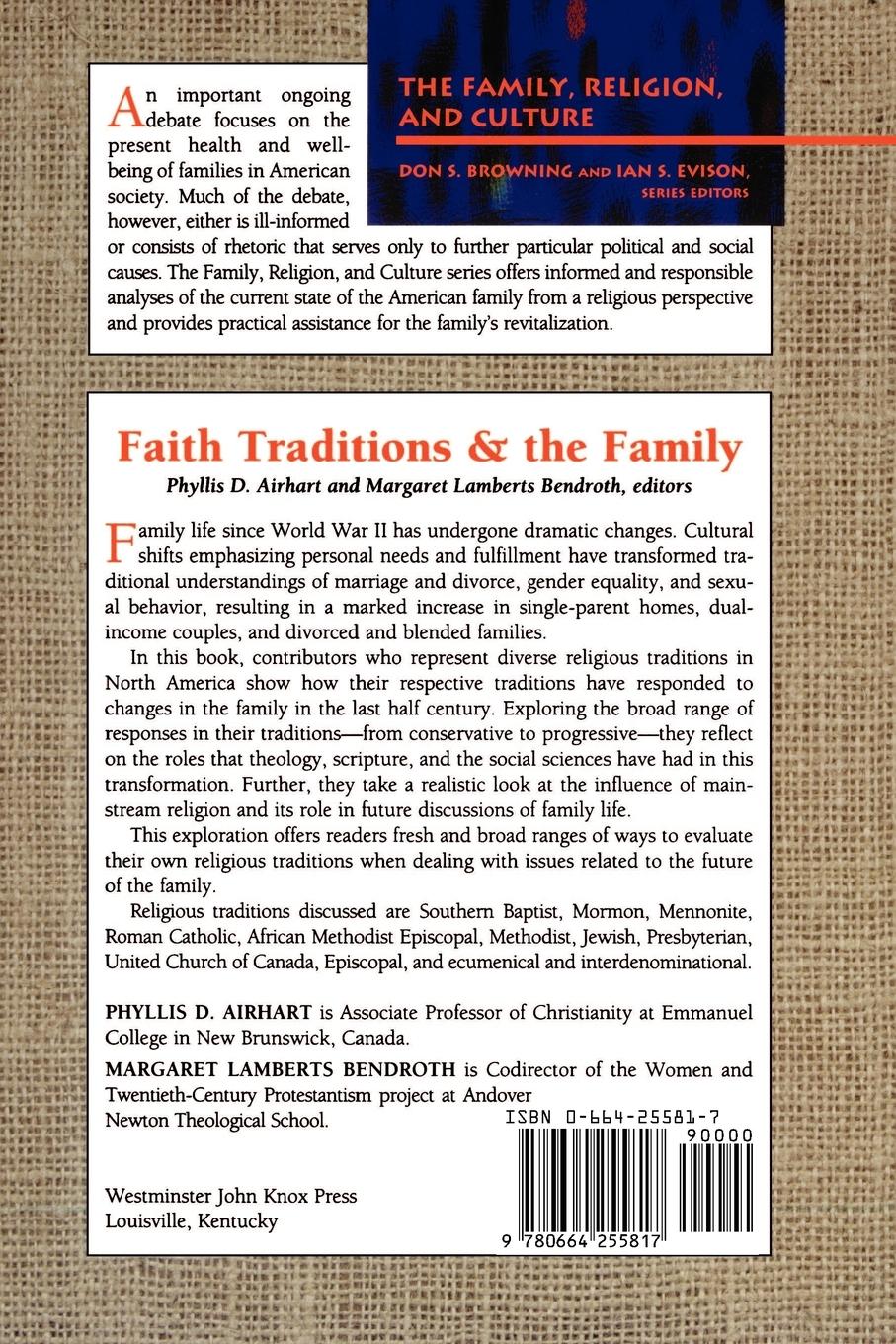Rückseitencover Faith Traditions and the Family