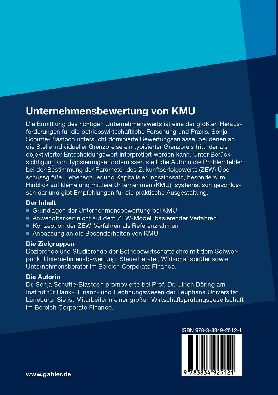 Rückseitencover Unternehmensbewertung von KMU