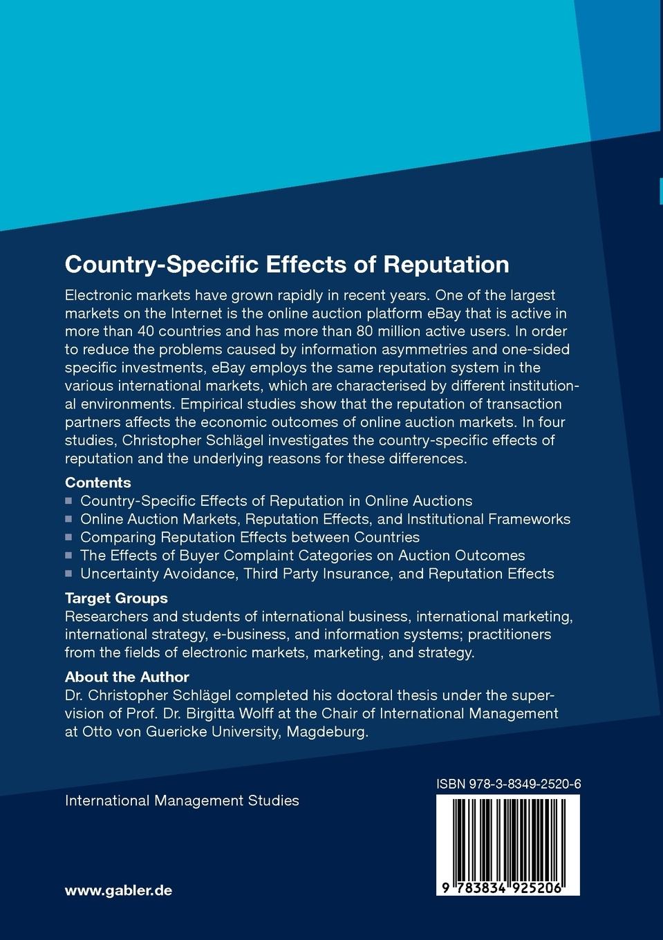 Rückseitencover Country-Specific Effects of Reputation
