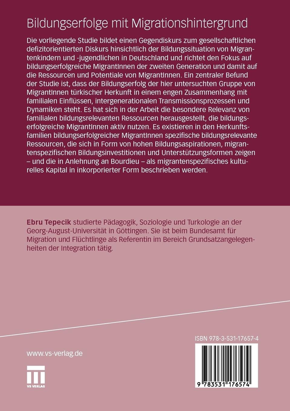 Rückseitencover Bildungserfolge mit Migrationshintergrund