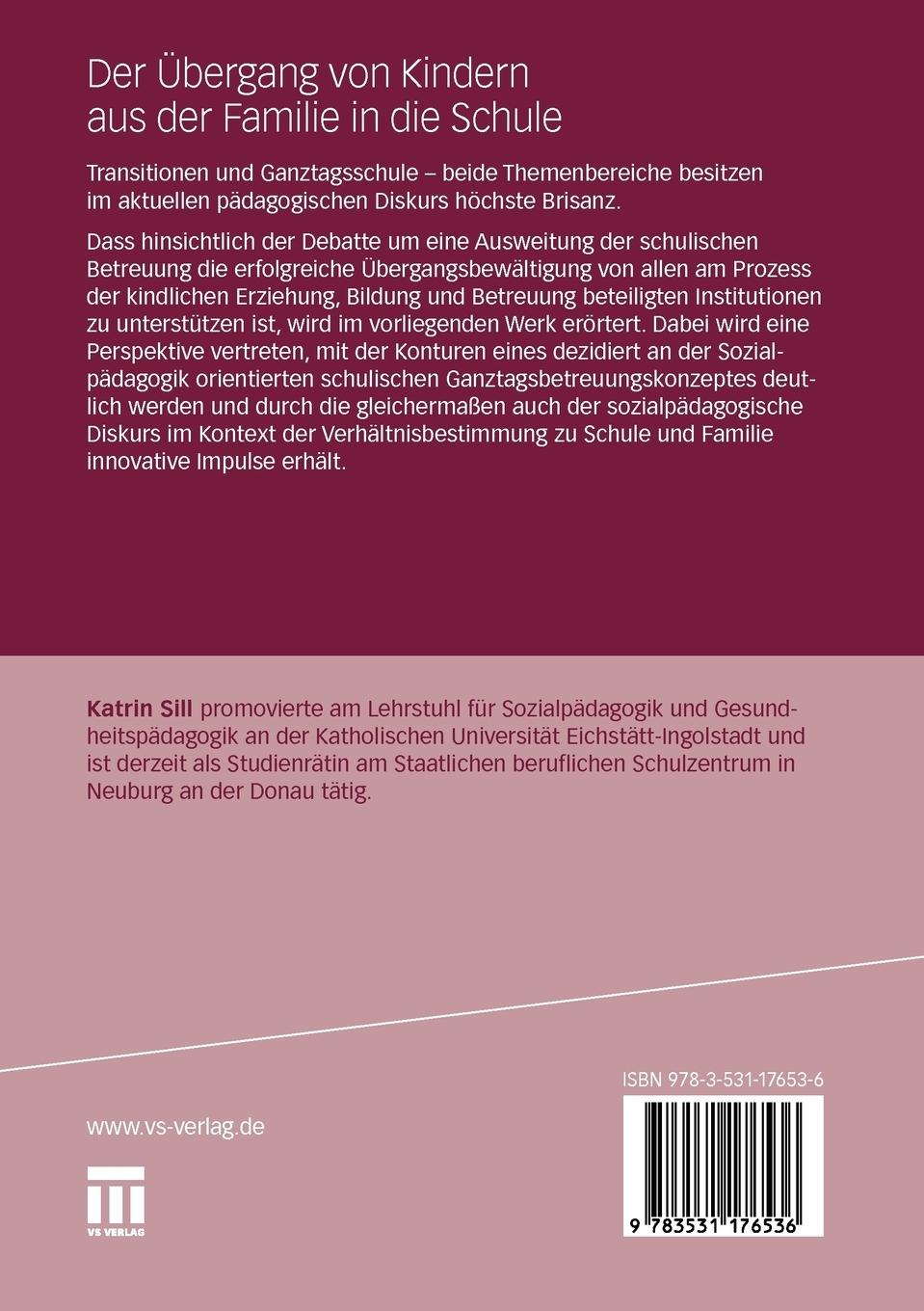 Rückseitencover Der Übergang von Kindern aus der Familie in die Schule