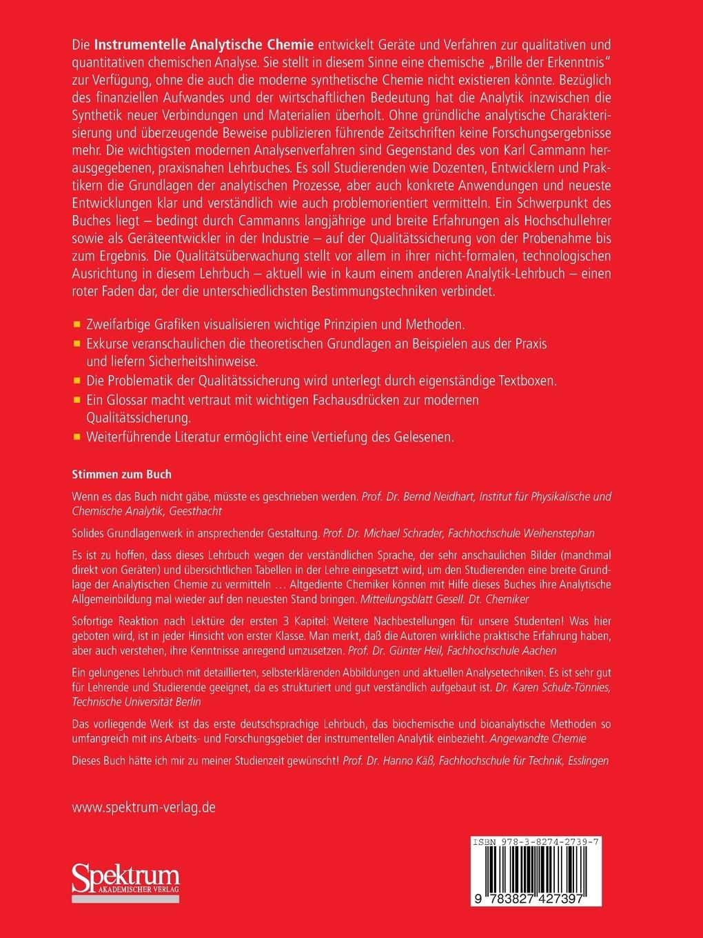 Rückseitencover Instrumentelle Analytische Chemie