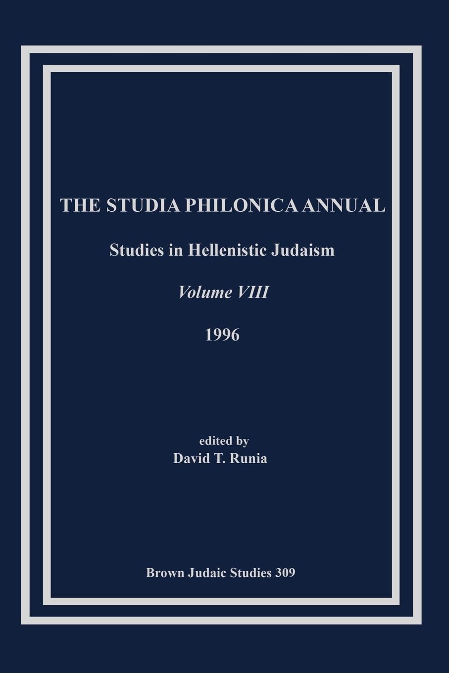 Vorderes Coverbild The Studia Philonica Annual VIII, 1996