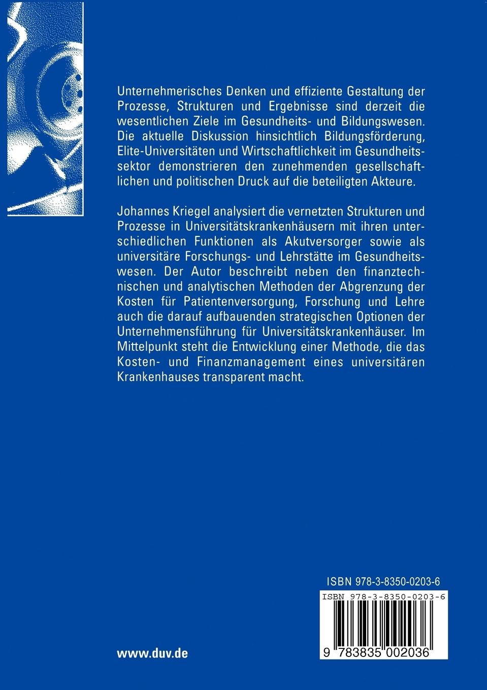 Rückseitencover Finanzmanagement im Universitätskrankenhaus