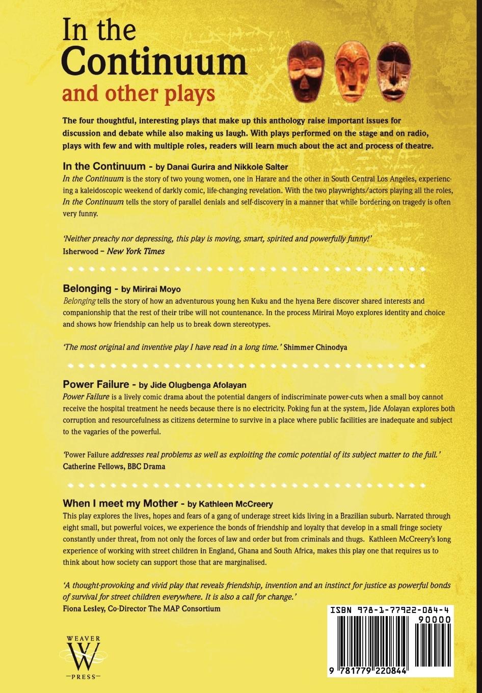 Rückseitencover In the Continuum and Other Plays