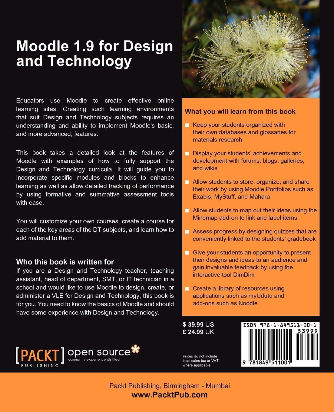 Rückseitencover Moodle 1.9 for Design and Technology