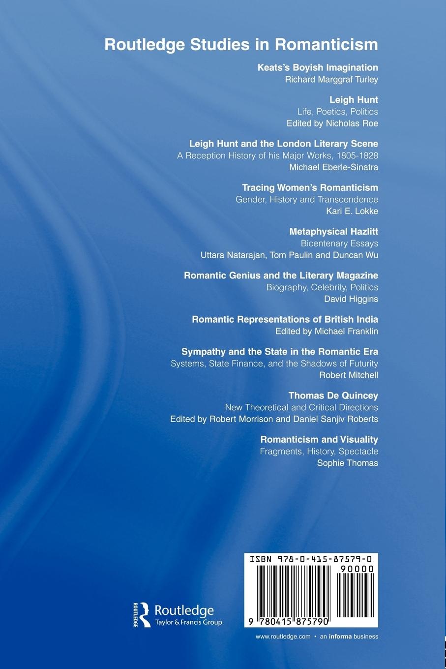 Rückseitencover Romanticism and Visuality