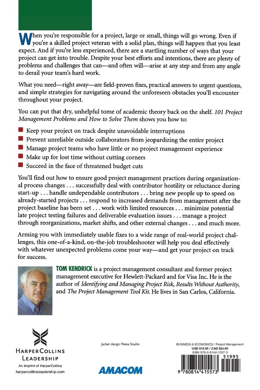 Rückseitencover The 101 Project Management Problems and How to Solve Them