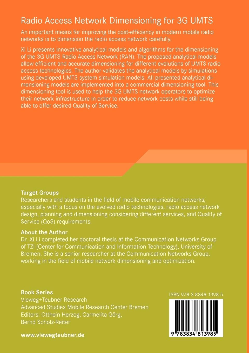 Rückseitencover Radio Access Network Dimensioning for 3G UMTS