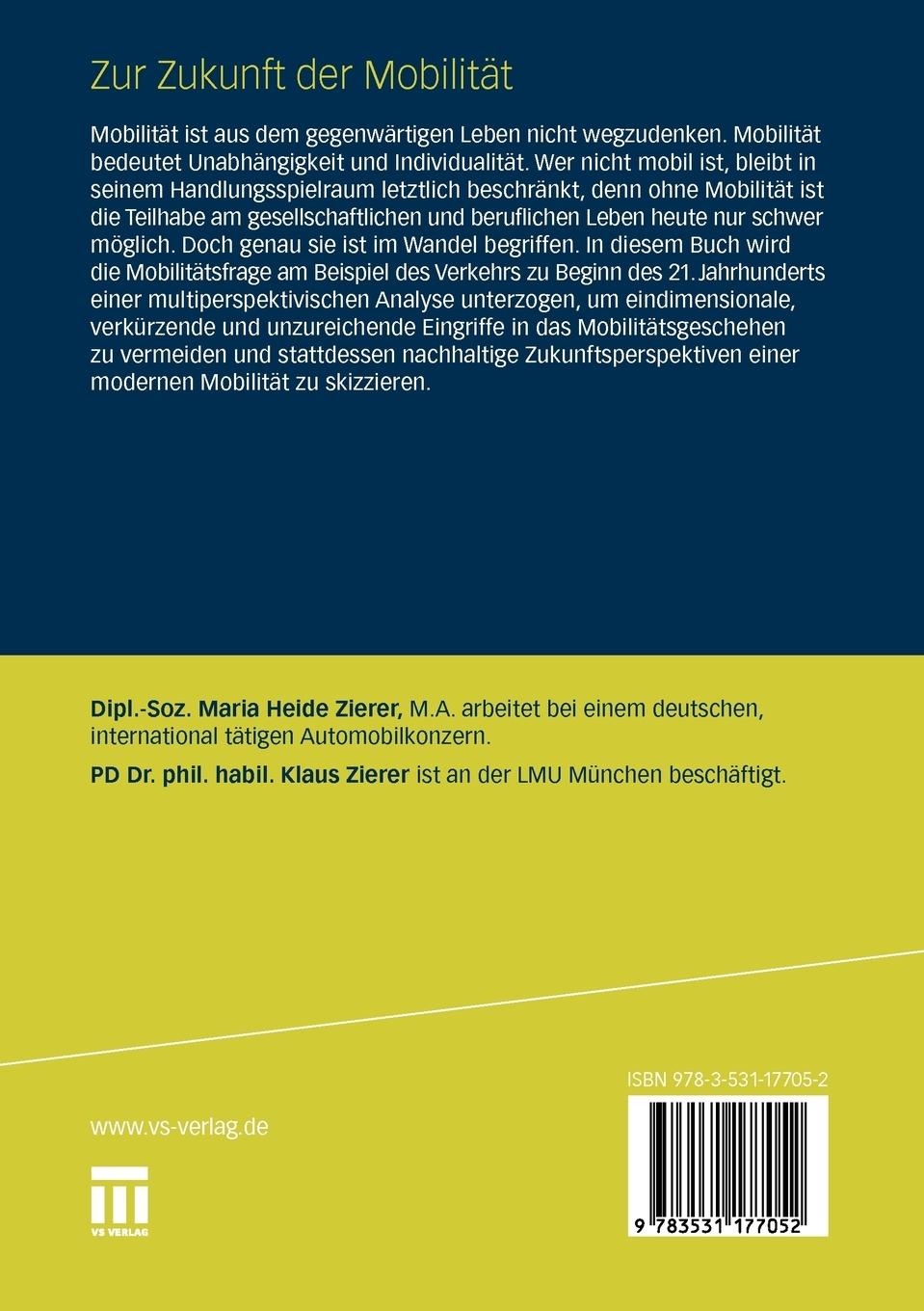 Rückseitencover Zur Zukunft der Mobilität