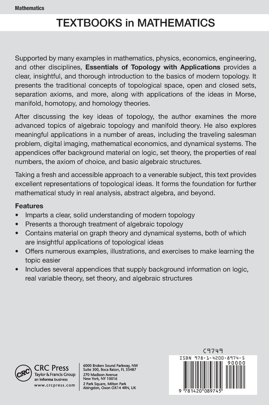 Rückseitencover Essentials of Topology with Applications