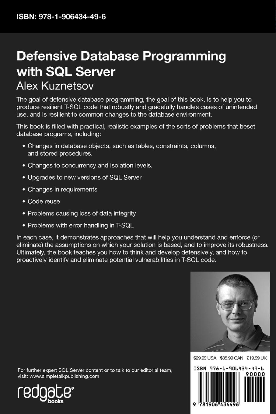 Rückseitencover Defensive Database Programming with SQL Server