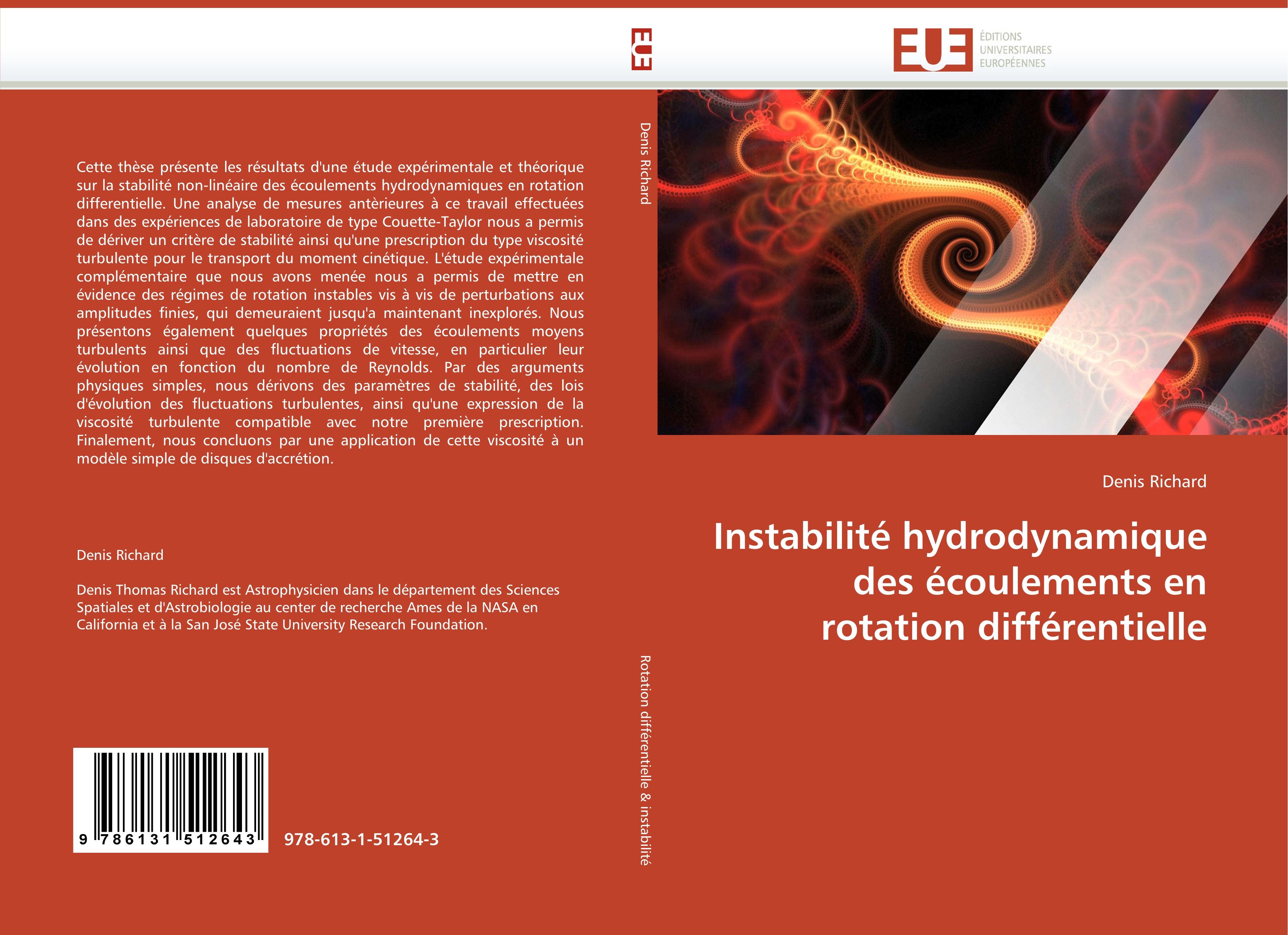 Vorderes Coverbild Instabilité hydrodynamique des écoulements en rotation différentielle