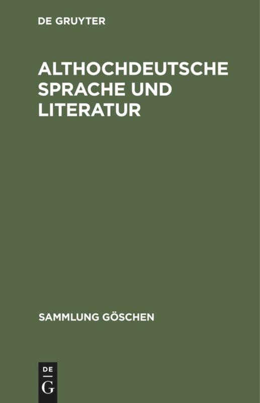 Vorderes Coverbild Althochdeutsche Sprache und Literatur