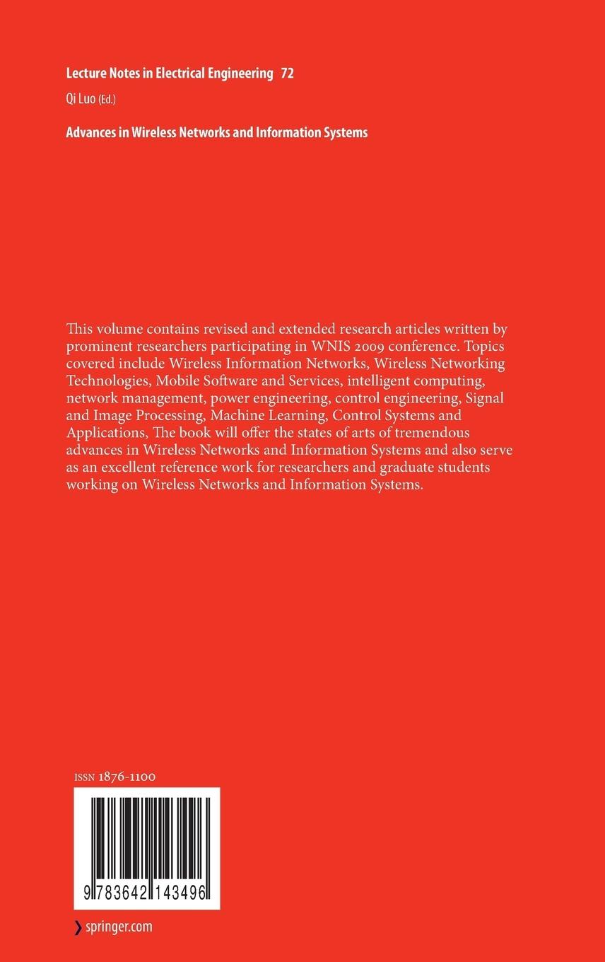 Rückseitencover Advances in Wireless Networks and Information Systems