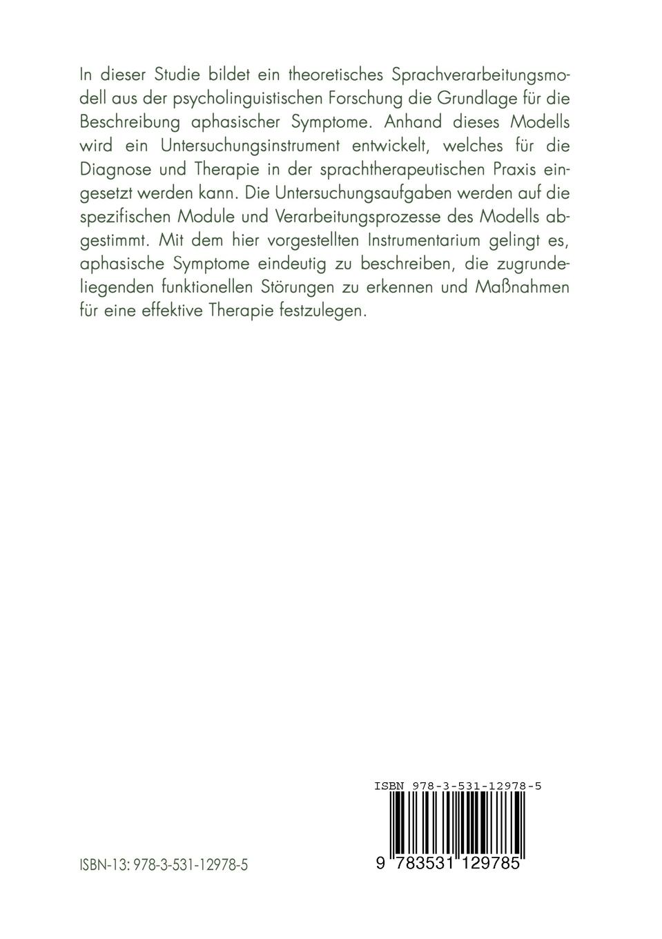 Rückseitencover Symptomorientierte Diagnostik bei Aphasien