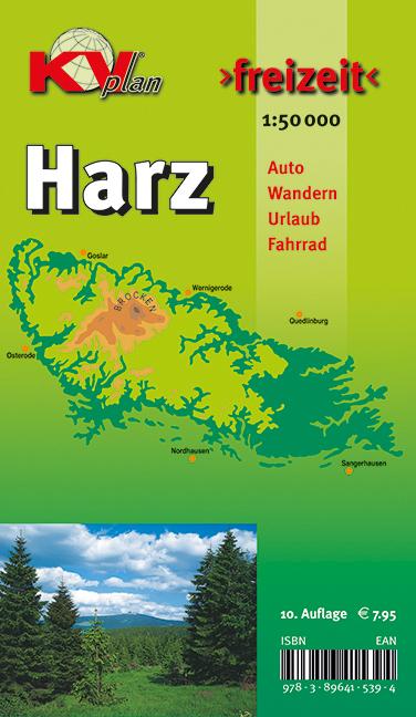 Vorderes Coverbild Harz (Gesamtharz-Karte), KVplan, Wanderkarte/Harzklub-Wanderwege/Freizeitkarte/Radkarte, 1:50.000