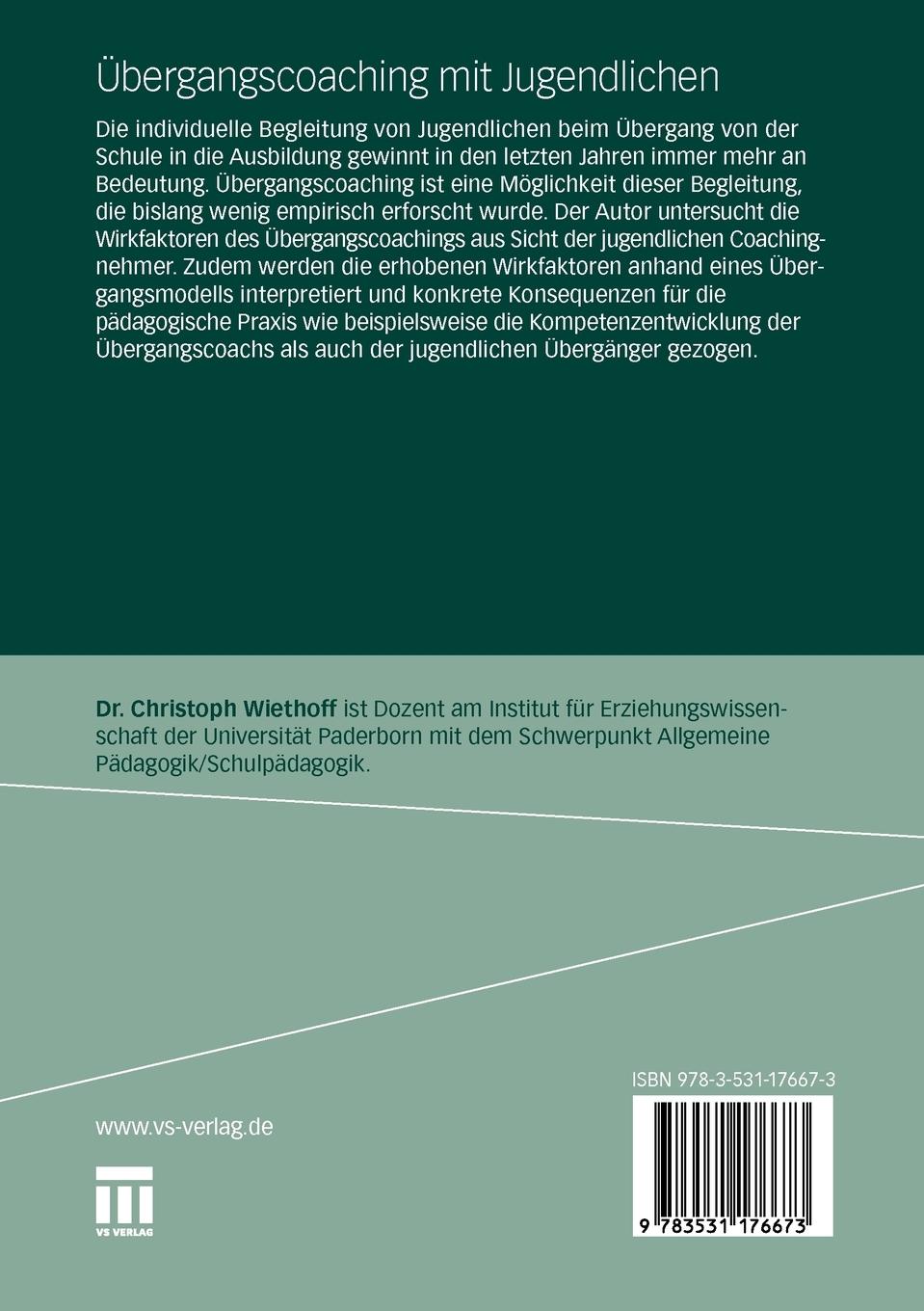 Rückseitencover Übergangscoaching mit Jugendlichen