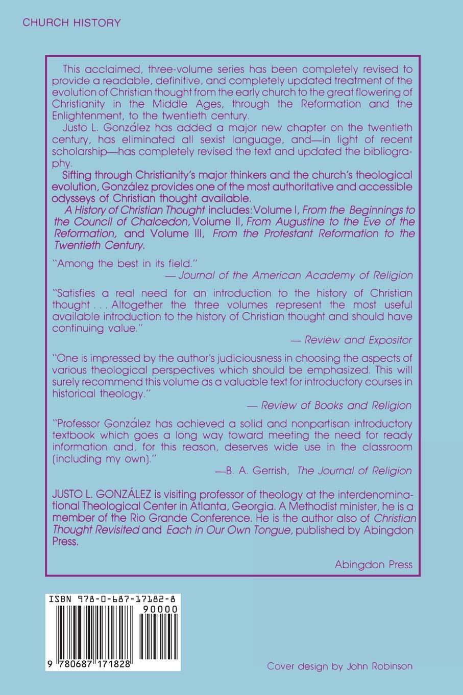 Rückseitencover A History of Christian Thought Volume 1