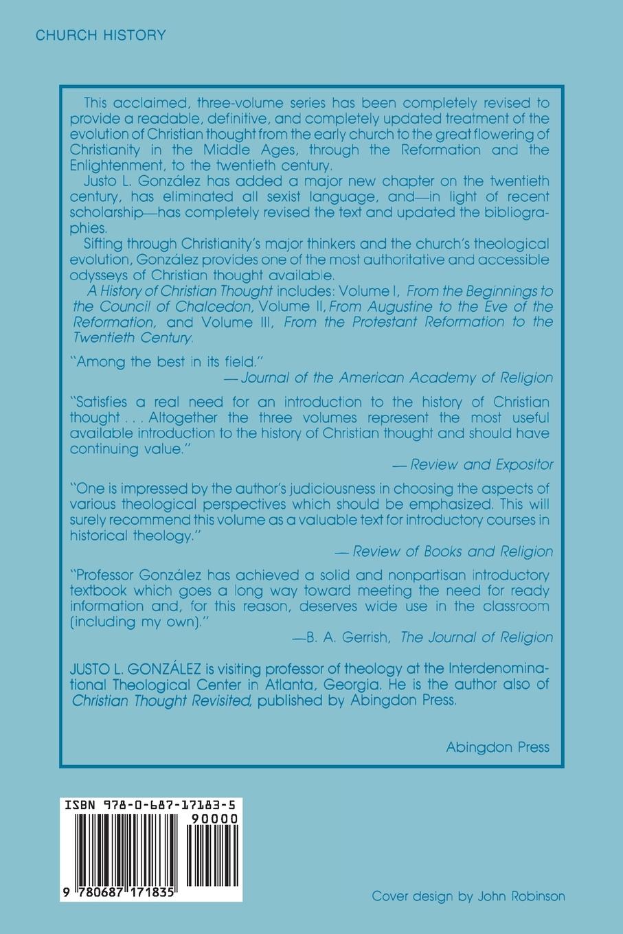 Rückseitencover A History of Christian Thought Volume 2
