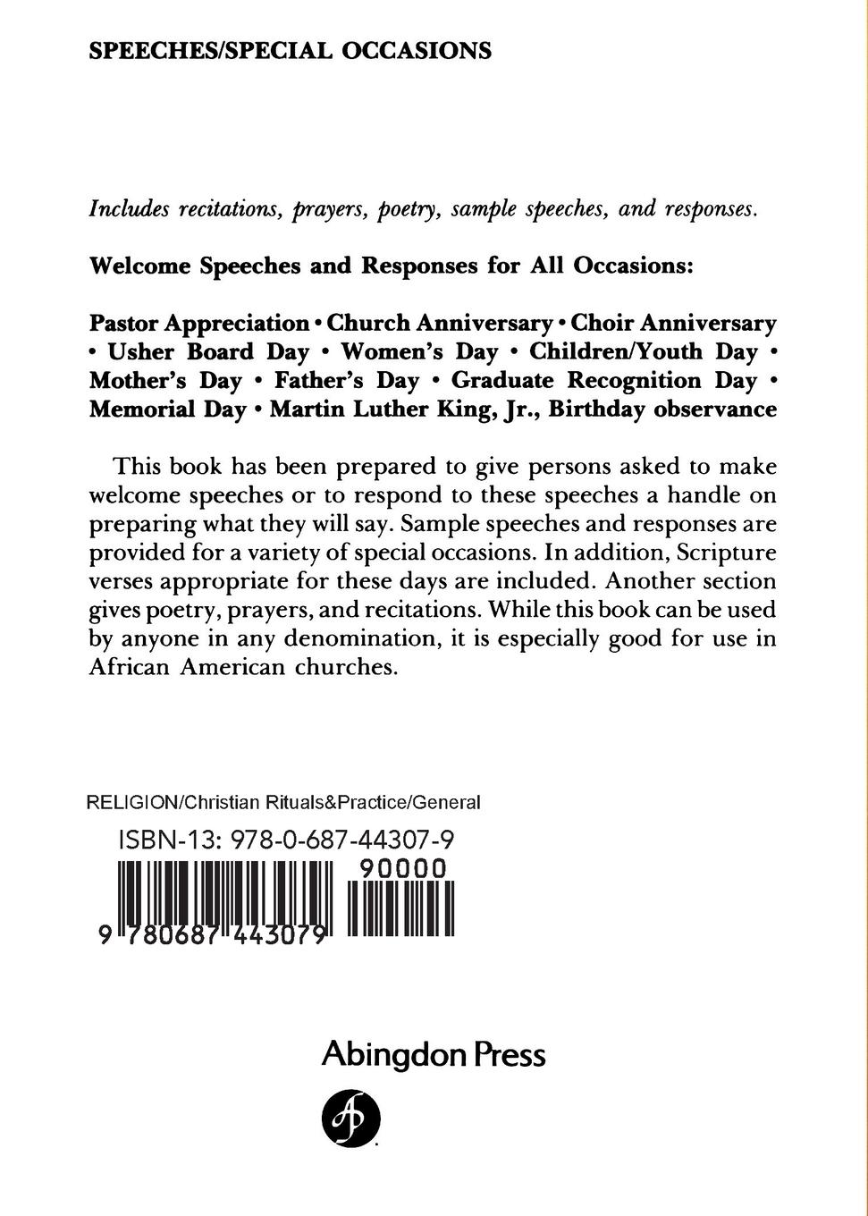 Rückseitencover Welcome Speeches and Responses for All Occasions