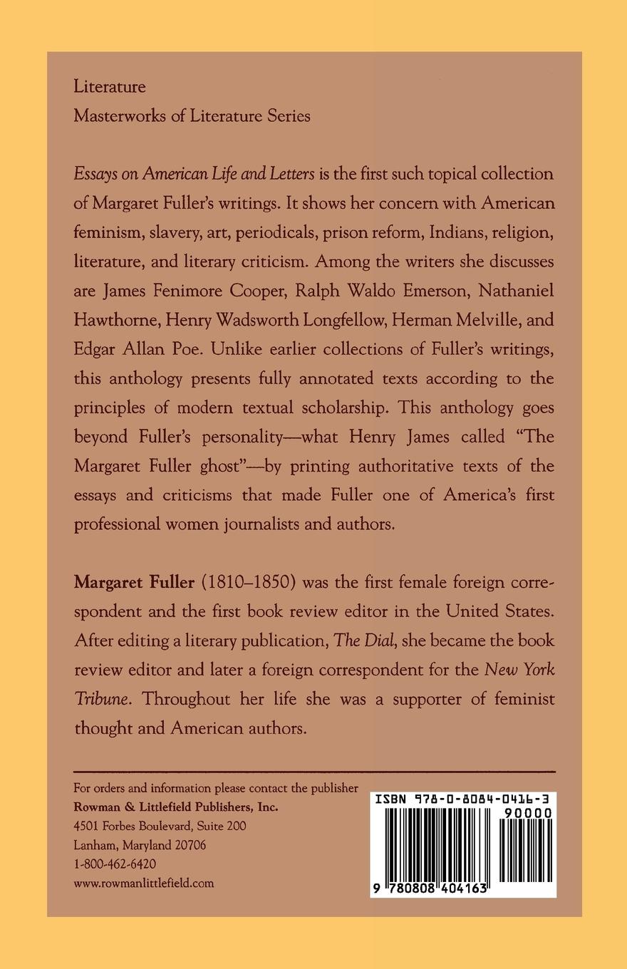 Rückseitencover Essays on American Life and Letters (Masterworks of Literature Series)