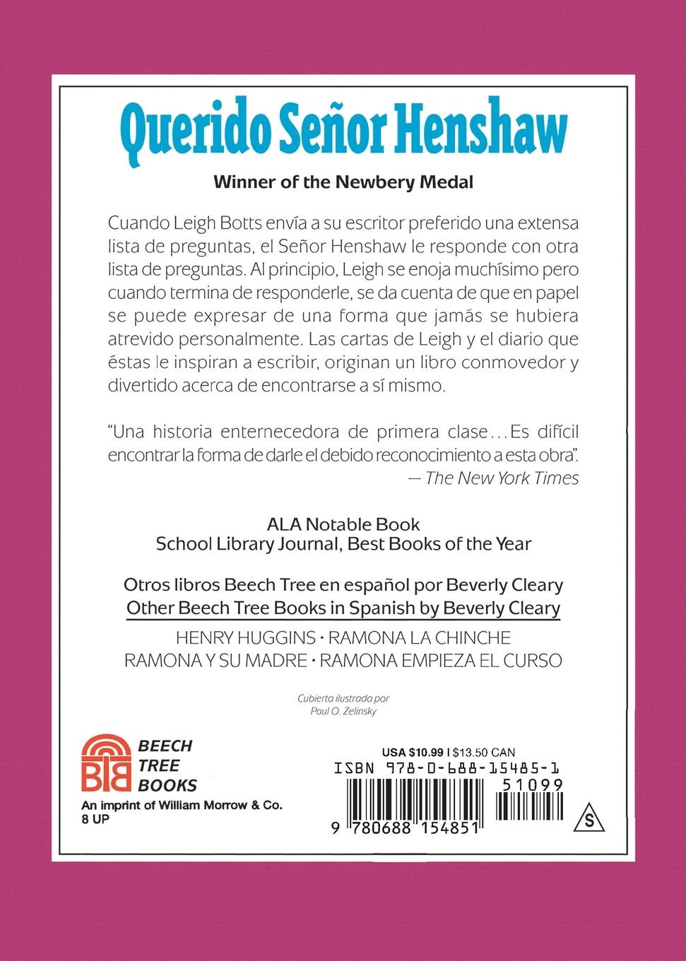 Rückseitencover Querido Señor Henshaw