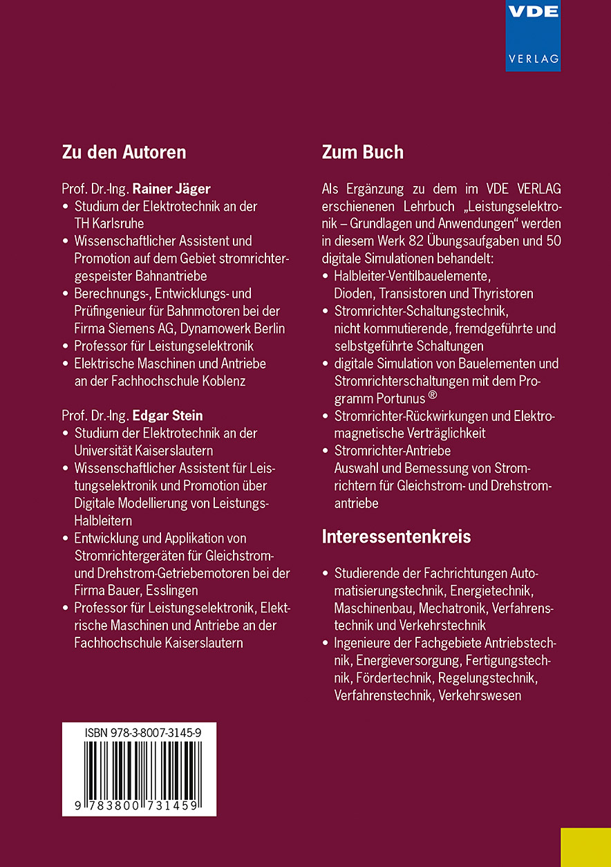 Rückseitencover Übungen zur Leistungselektronik