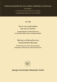 Vorderes Coverbild Beitrag zur Rationalisierung handwerklicher Betriebe