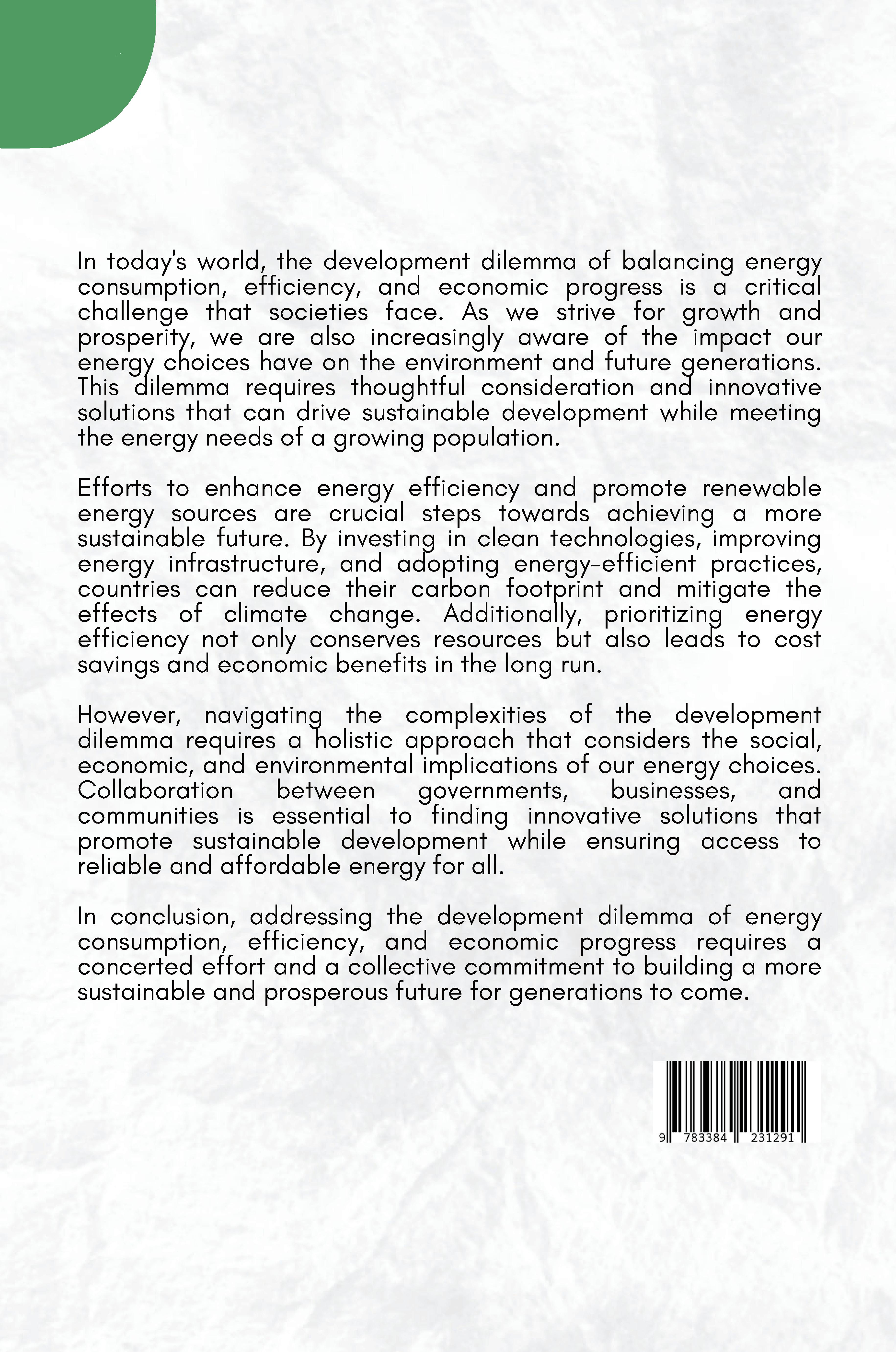 Rückseitencover The Development Dilemma: Energy Consumption, Efficiency, and Economic Progress
