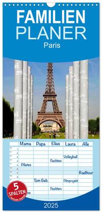 Vorderes Coverbild Familienplaner 2025 - Paris mit 5 Spalten (Wandkalender, 21 x 45 cm) CALVENDO