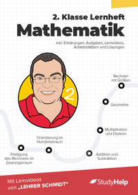 Vorderes Coverbild 2. Klasse Mathematik Lernheft mit Lernvideos von Lehrer Schmidt