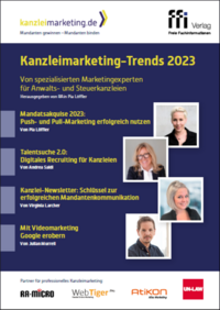 Vorderes Coverbild Kanzleimarketing-Trends 2023