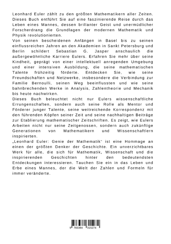 Rückseitencover Leonhard Euler: Genie der Mathematik
